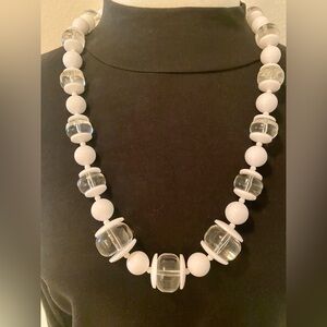 Miriam Haskell Vintage Necklace - White and Clear Acrylic Beads